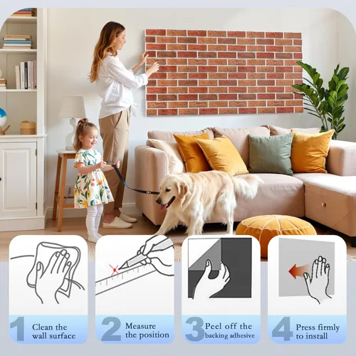 Miniatura 6 de Paquete de 12 paneles acústicos, paneles de insonorización autoadhesivos con patrón de ladrillo 3D para paredes, paneles de pared decorativos