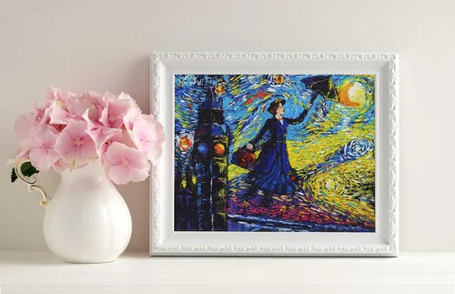 Miniatura 2 de Uhomate Mary Poppins Vincent Van Gogh - Pósteres de noche estrellada para el hogar, lienzo para decoración de pared, cuarto de bebé, sala de estar