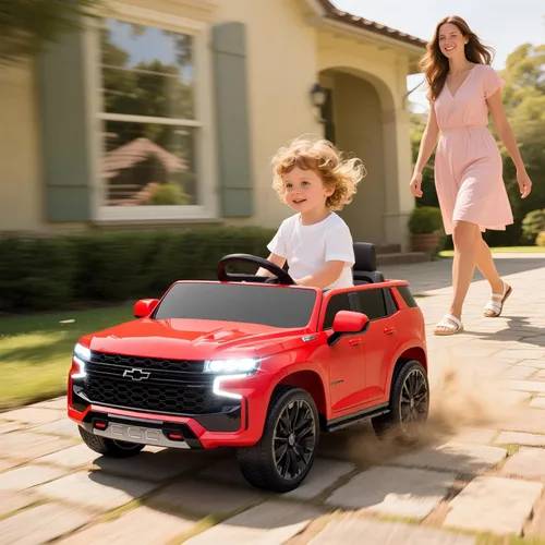 Miniatura 2 de Aosom - Automóvil con licencia Chevrolet Tahoe de paseo, batería de 12V 7AH, juguete eléctrico con control remoto para padres, luces LED, música