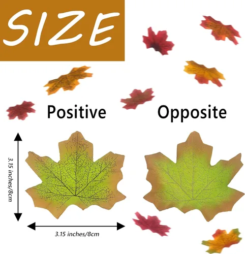 Miniatura 2 de SITUMEIZI 300 piezas de decoración de otoño para el hogar, hojas falsas de otoño, hojas de arce artificiales, 3.15 pulgadas, decoración de otoño 6