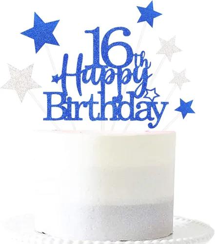 Miniatura 44 de Decoración brillante para tarta de primer cumpleaños feliz con estrella, adornos personalizados para tarta de 1 cumpleaños, decoraciones de fiesta
