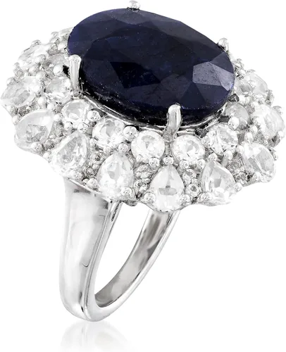 Miniatura 3 de Ross-Simons 7.25 Carat Dark Blue Sapphire and 4.40 ct. t.w. White Topaz Ring in Sterling Silver