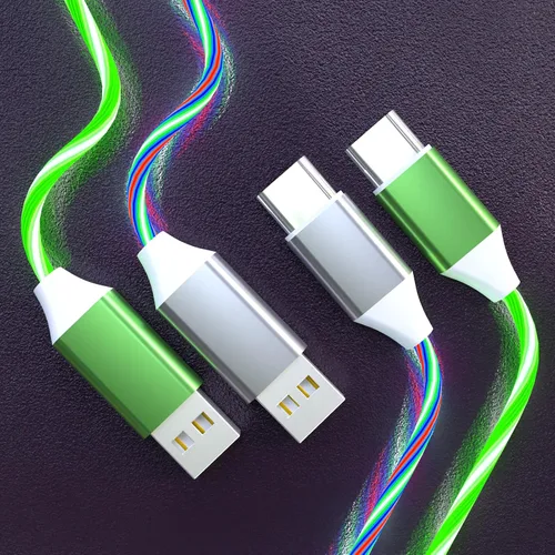 Miniatura 10 de Paquete de 2 cables de carga LED USB C, cable de carga tipo C, cargador USB C rápido compatible con Samsung Galaxy S21 S20 S10 S9 S8 Note 20, LG V30