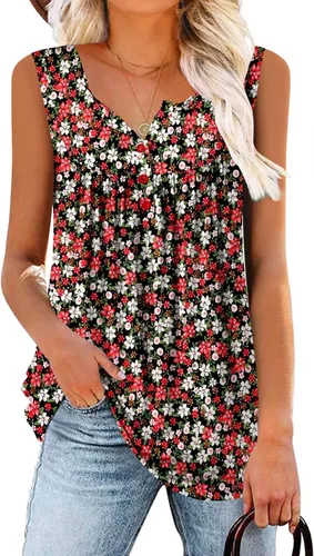 Miniatura 2 de MODARANI Camisas casuales de verano para mujer, túnica fluida, blusas florales ajustadas y acampanadas