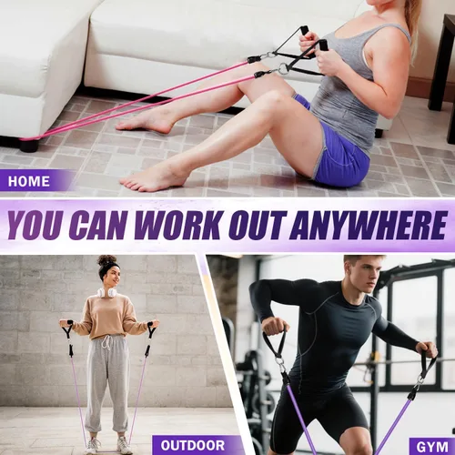 Miniatura 7 de WHATAFIT Bandas de resistencia, bandas de ejercicio, bandas de resistencia para entrenamiento, bandas de entrenamiento con asas para hombres y Rosa