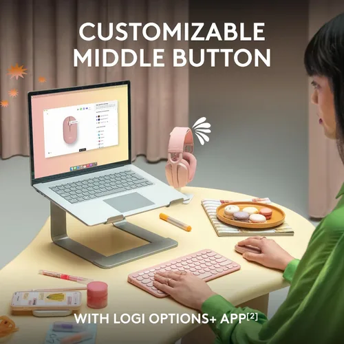 Miniatura 4 de Logitech Pebble Mouse 2 M350s Slim Bluetooth Ratón inalámbrico, portátil, ligero, botón personalizable, clics silenciosos, fácil de cambiar