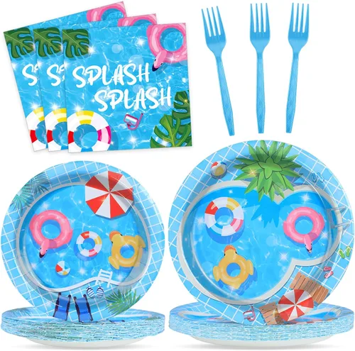 Miniatura 35 de 96 piezas de decoraciones de vaquera, suministros de fiesta, platos de papel con estampado de vaca, platos y servilletas desechables occidentales