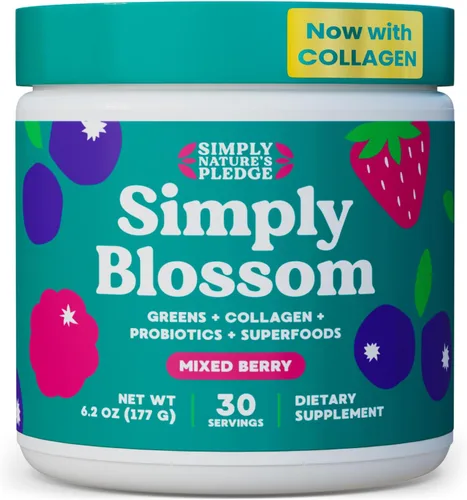 Miniatura 16 de Simply Blossom Nutrition Daily Greens & Superfood Powder + Colágeno + Probióticos para la salud digestiva de las mujeres y alivio de la hinchazón.