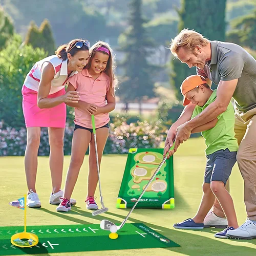 Miniatura 7 de Liberry Conjunto de golf para niños de 3, 4, 5, 6 años, para niños y niñas, juego de palos de golf retráctiles para niños pequeños con alfombrilla