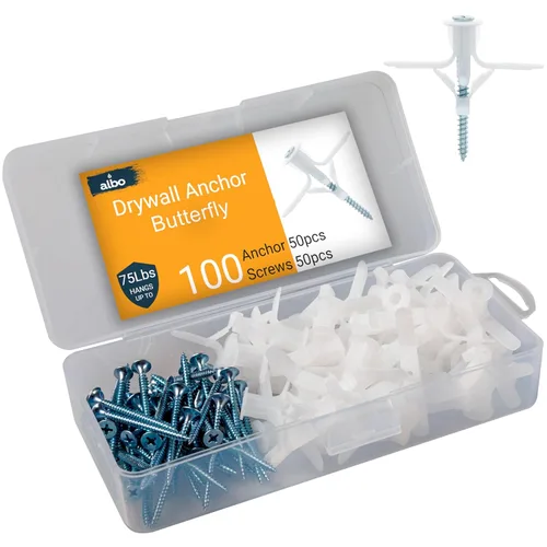 Miniatura 10 de Kit de anclaje para paneles de yeso Albo Anclajes de pared huecos con tornillos 50 piezas. (Anclaje gris 25 piezas + tornillos 25 piezas) Anclajes