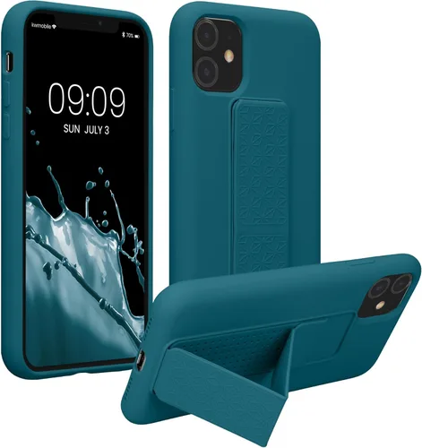 Miniatura 11 de kwmobile Funda compatible con Apple iPhone 11 - Funda con correa de mano y revestimiento de silicona TPU suave - Arándano Azul (Arándano)