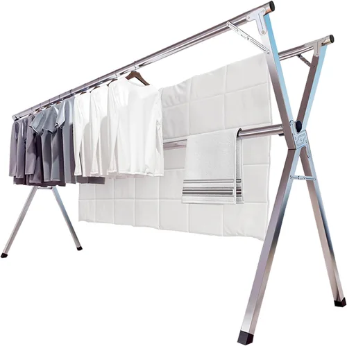 JAUREE Estante de secado de ropa de 95 pulgadas, estante de secado plegable para interiores y exteriores, estante de lavandería de acero inoxidable