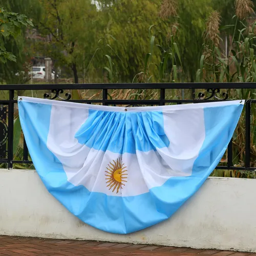Miniatura 4 de Bandera de abanico plisada argentina de 3 x 6 pies, 2 banderas de abanico plisadas argentinas para interiores y exteriores, decoración de porche