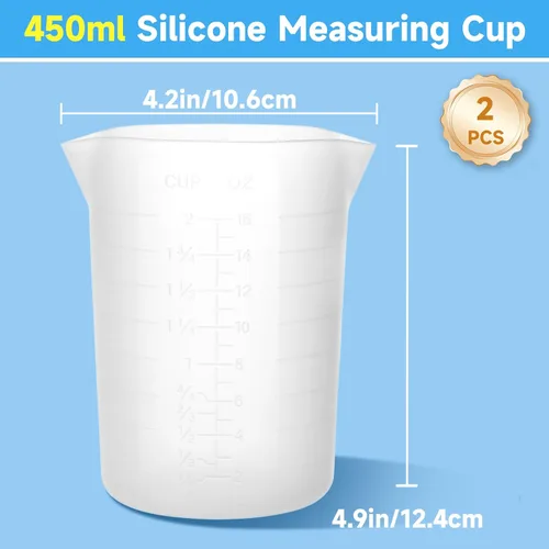 Miniatura 2 de Gartful Vasos medidores de silicona grandes de 15.2 fl oz, vasos de resina reutilizables de 15 onzas para epoxi, moldes de fundición, slime
