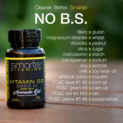 Miniatura 3 de Smarter Vitamina D3 5000 UI en aceite de aguacate 125mcg - 90 mini cápsulas blandas
