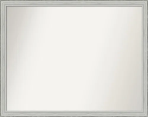 Miniatura 390 de Amanti Art Espejo de baño plateado para sobre fregadero, 25 x 25 pulgadas, espejo de tocador cuadrado estrecho de níquel cepillado, marco de madera