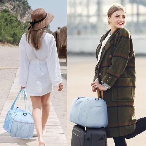 Miniatura 5 de Bolsa de gimnasio para mujer con compartimento para zapatos, impermeable, bolsa de lona deportiva para viajes, fin de semana, llevar en la playa