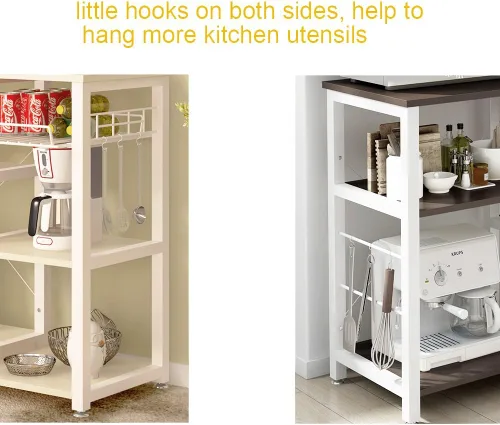 Miniatura 4 de SogesHome Estante de 4 niveles para microondas, estante organizador de almacenamiento de cocina, aperitivo de café para el hogar, cocina, sala