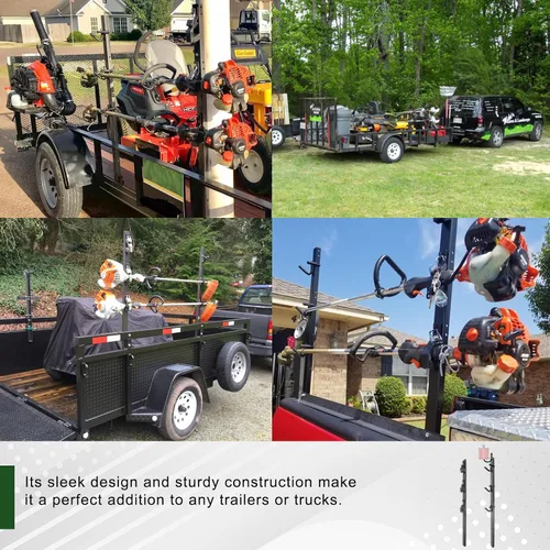 Miniatura 9 de ELITEWILL Weed Eater Rack para remolque, 3 lugares abiertos para recortadora de remolque, soporte para camión de paisajismo con 3 cerraduras
