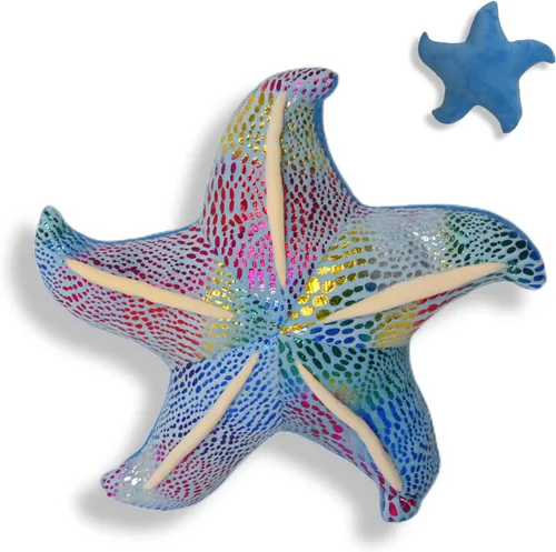 Juguete de peluche de estrella de mar, animales marinos, animales marinos, linda decoración de habitación de playa y océano costero (azul, 7.87
