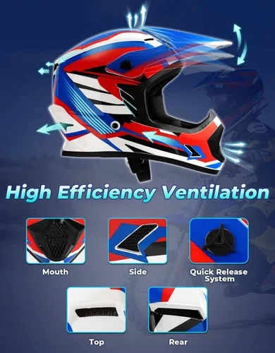 Miniatura 7 de SLMOTO - Casco de motocicleta para niños, aprobado DOT, casco de motocross para niños y jóvenes, todoterreno, casco de bicicleta de tierra, casco