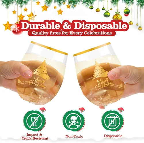 Miniatura 4 de SUT Copas de vino desechables sin tallo, copas de vino irrompibles de 12 onzas, inastillables, reciclables, copas de vino de plástico resistentes
