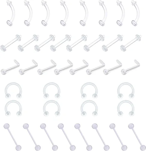Miniatura 4 de D.Bella 14G 16G 18G 20G Clear Flexible Bioplast Retenedor Ombligo Piercing Piercing Ceja Lengua Pezón Barbell Nariz Labret Stud