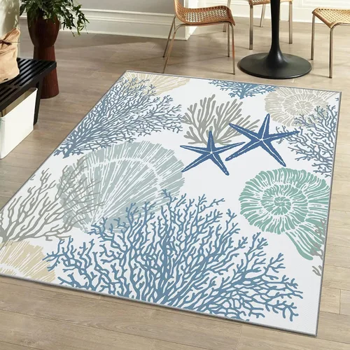 Miniatura 16 de Tritard Alfombra de pasillo costera de 2 x 6 pies, alfombra náutica para pasillo de cocina, con temática de playa, antideslizante, lavable a C1
