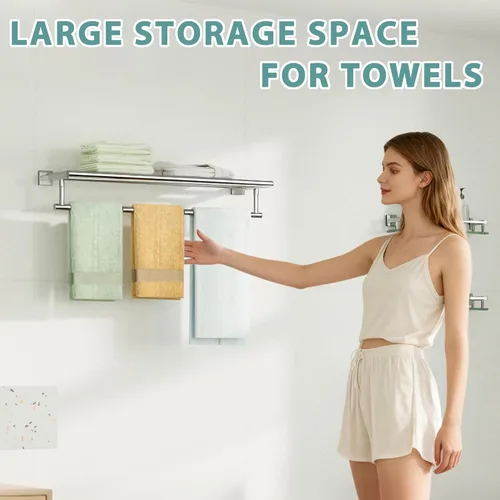 Miniatura 3 de Alise Toallero de 20 pulgadas para baño montado en la pared, toallero de baño con barra de torre, toalleros dobles para baño, soporte de toallas