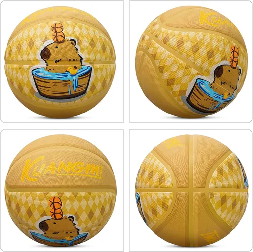Miniatura 7 de Kuangmi Balón de baloncesto de goma de lujo, tamaño reglamentario de oficina, 7 (29.5 pulgadas), hecho para juegos de baloncesto en interiores