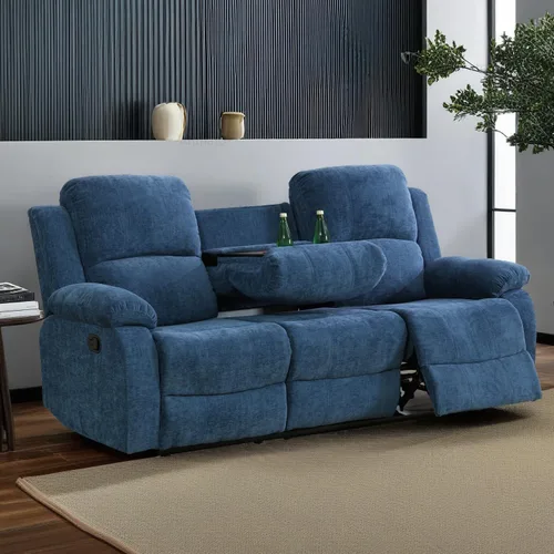 Miniatura 36 de Juego de sala de Estar reclinable de 3 piezas, juego de sofá reclinable Manual para conjunto de muebles de sala de Estar, con consola de Gris oscuro