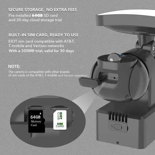 Miniatura 4 de Cámara de seguridad inalámbrica con reflector celular LTE 4G con energía solar, no necesita WiFi para exteriores, perfecta para granja, rancho