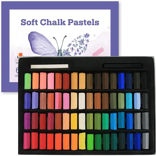 VIOLETTO Juego de pasteles suaves y secos, suministros de arte para artistas profesionales y principiantes adultos, 64 colores más 2 palos, colores