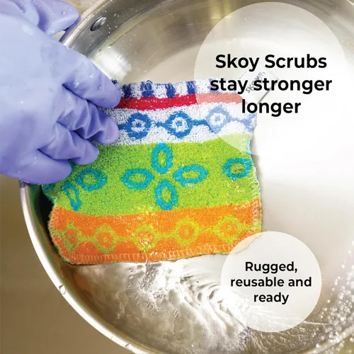 Miniatura 2 de Skoy Scrub, pack de 2 reutilizable, estropajo para platos sin rayar para limpieza de cocina y hogar, amigable con el planeta, estropajo suave apto