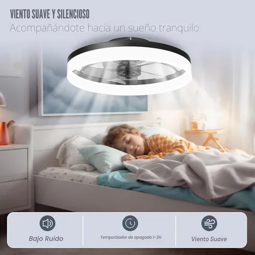 Miniatura 6 de VOLISUN Ventiladores de Techo de Perfil Bajo con Luces y Control Remoto, Ventilador de Techo Fandelier de Montaje Empotrado, 3000K-6500K Luz de Negro