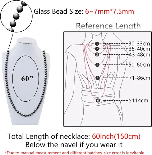 Miniatura 7 de Firstmeet - Collar con nudo de cuerda, de cuentas de cristal, largo, para mujer.