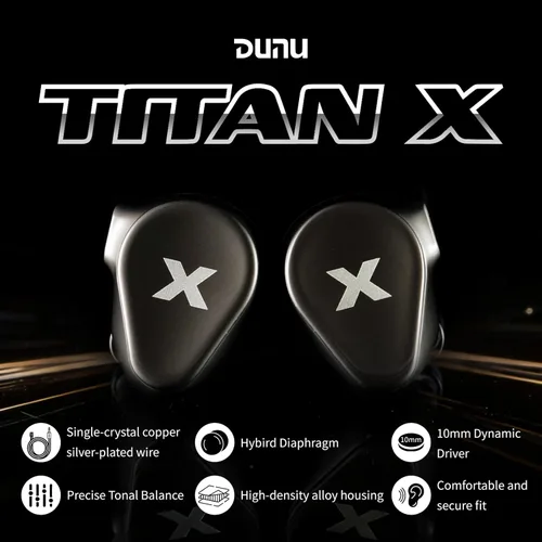 Miniatura 2 de DUNU Titan X IEMs - Auriculares para juegos, monitor intrauditivo de controlador dinámico de 0.394 pulgadas, auriculares IEM con cable de alta