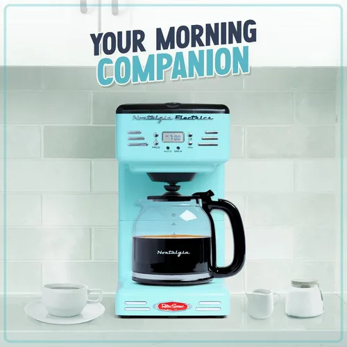 Miniatura 7 de Nostalgia Horno microondas compacto retro para encimera, 0.7 pies cúbicos y cafetera programable retro de 12 tazas con pantalla LED