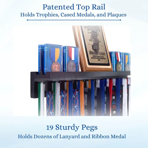 Miniatura 5 de MedalAwardsRack Estante de exhibición de medallas y soporte para trofeos Premier para gimnasia, fútbol, baloncesto, fútbol americano y más – 2 pies