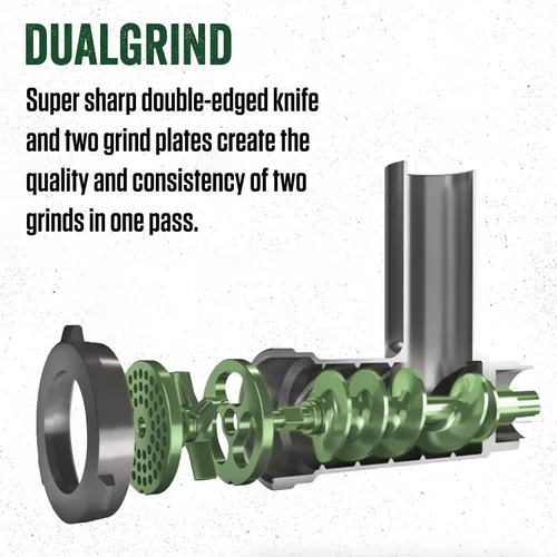 Miniatura 3 de LEM Products BigBite Triturador Dual de Doble Molienda #22, 1.0 HP, de Acero Inoxidable, Eléctrico, Ideal para Uso Intensivo