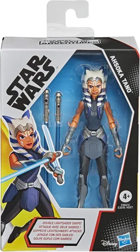 STAR WARS Galaxy of Adventures Ahsoka Tano Toy Figura de acción de 5 pulgadas con divertido accesorio de sable de luz, juguetes para niños a partir