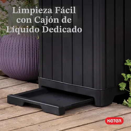 Miniatura 10 de Keter Baltimore - Bote de basura de resina de 38 galones para cocina al aire libre con tapa y bandeja de goteo para una fácil limpieza, perfecto