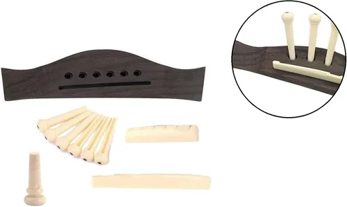 Miniatura 3 de Juego de accesorios de guitarra para guitarra, pasadores de puente de palisandro, tuercas de sillín (3 izquierdas + 3 derechas), 6 cuerdas