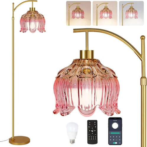 Miniatura 15 de QIYIZM - Lámpara de pie con diseño de árbol de 3 bombillas; alta, rústica, estilo rural, industrial y boho, pantalla de mimbre y bambú; para sala