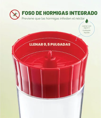 Miniatura 4 de Comedero para colibríes de 10 onzas, juego de 2 comederos de plástico para colibríes para exteriores, con protector de hormigas integrado, perca
