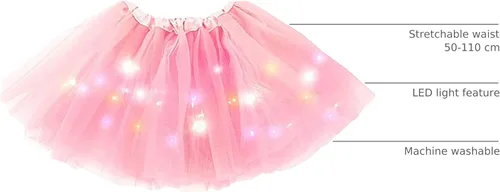 Miniatura 30 de Faldas de tutú LED para mujer, falda de tul con capas para baile de ballet, faldas iluminadas para disfraz de fiesta