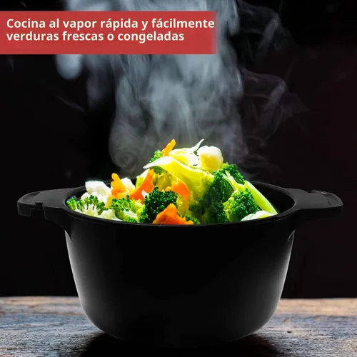 Miniatura 4 de Utensilios de cocina micro profesionales pequeños de 1 cuarto de galón, vaporizador para microondas para verduras, cocina de microondas, sin BPA