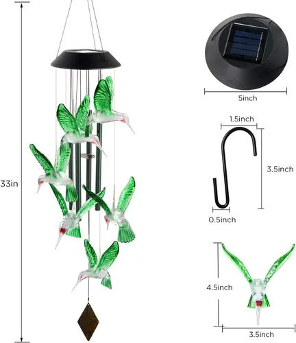 Miniatura 7 de Campanillas de viento solares de colibrí para exteriores, regalo para padre, regalos de cumpleaños para madre, marido, padrastro, mujer, abuela