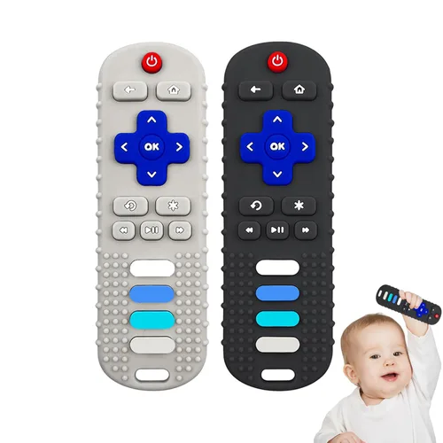 Miniatura 9 de YAPROMO Juguetes de Dentición de Silicona para Bebés, Juguete Control Remoto para Bebés de 3-18 Meses, Juguete de Dentición Control Remoto para Negro