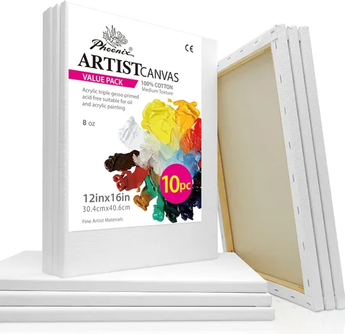 Miniatura 18 de PHOENIX Lienzo Estirado Grande para Pintura 14x18 Pulgadas/Paquete de 7 Unidades, 8 Oz Triple Imprimado Perfil de 5/8 Pulgadas 100% Algodón Lienzo
